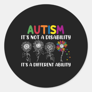 Groovy Autism Awareness Month Sunflower Different  Classic Round Sticker