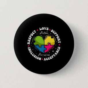 Groovy Autism Awareness Respect Love Support Blue 6 Cm Round Badge