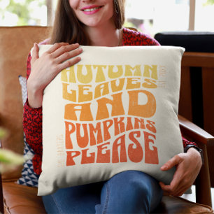 Groovy Autumn Vibes Pumpkins Personalised Est Date Cushion