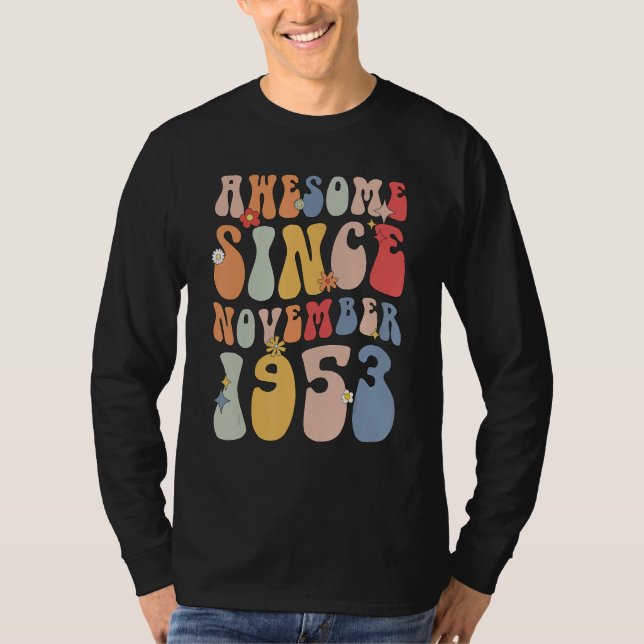 Groovy Awesome Since November 1953 Retro  69th T-Shirt (Front)