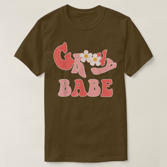 Groovy Babe Groovy Bride Hippie Boho Flower  T-Shirt (Design Front)