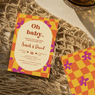 Groovy Baby | 70s theme| Floral Boho Baby shower Invitation