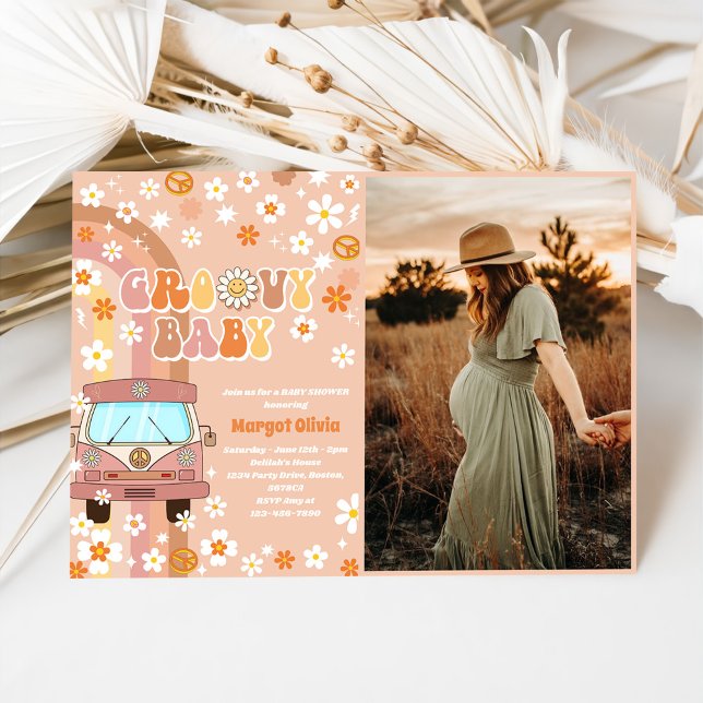 Groovy Baby Baby Shower Party Photo Invitation (Creator Uploaded)