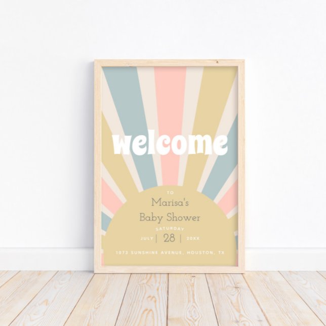 Groovy Baby Hippie Retro Baby Shower Welcome Poster (Creator Uploaded)
