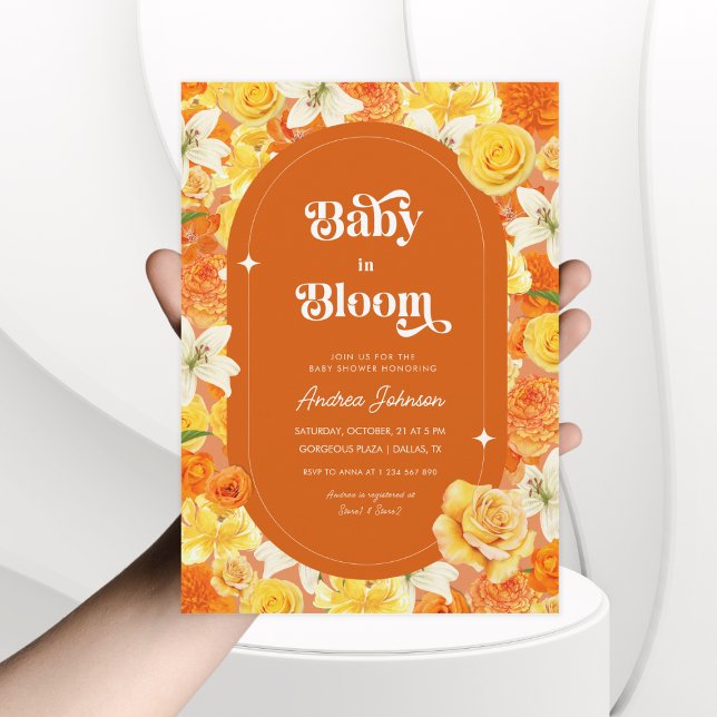 Groovy Baby in Bloom | Retro Floral Baby Shower    Invitation (Creator Uploaded)