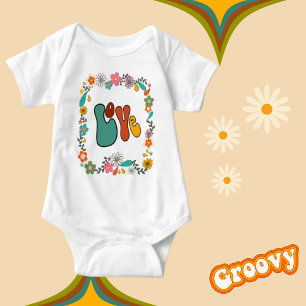 Groovy Baby LOVE flower power 70's inspired Baby Bodysuit