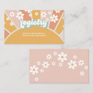 Groovy Baby Retro Baby Shower registry Enclosure Card