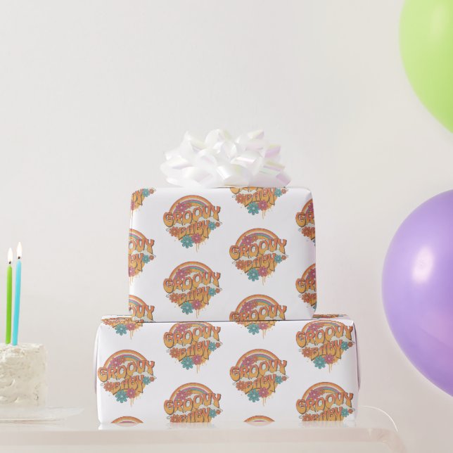 Groovy Baby retro style design Wrapping Paper (Party Gifts)