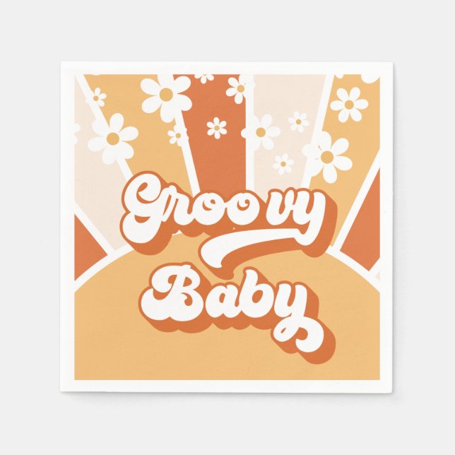 Groovy Baby Retro Sunshine Baby Shower Napkin (Front)