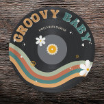 Groovy Baby Retro Vinyl Record Baby Shower Paper Plate<br><div class="desc">Step back in time and groove to the rhythm of nostalgia with our "Groovy Baby Retro Vinyl Record Baby Shower Paper Plates." These unique plates take you on a journey to the golden era of music, adding a touch of retro charm to your baby shower celebration. Designed to resemble classic...</div>