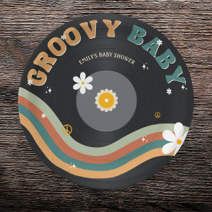 Groovy Baby Retro Vinyl Record Baby Shower Paper Plate