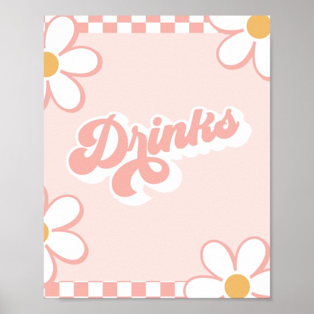 Groovy Baby Shower Drinks Sign (Front)