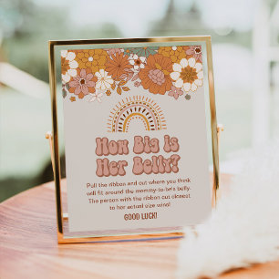 Groovy Baby Shower How Big Is Her Belly Game Poster