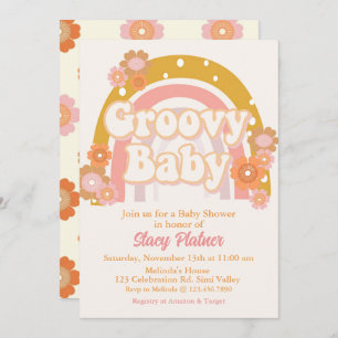 Groovy Baby Shower, Retro Baby Shower, Baby Shower Invitation