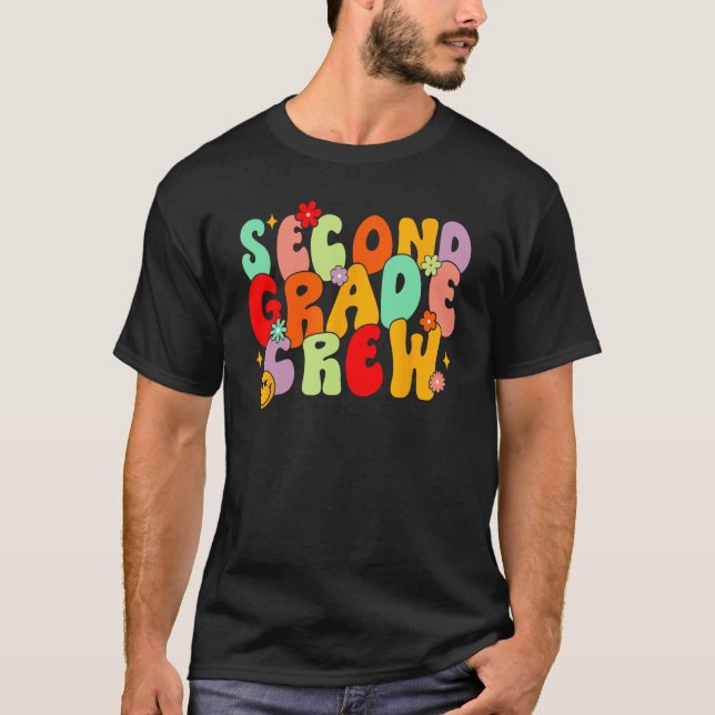 Groovy Back To School Second Grade Crew First Day  T-Shirt (Front)