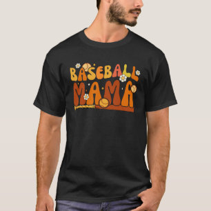Groovy Baseball Mama Softball Pitcher Catcher Moth T-Shirt