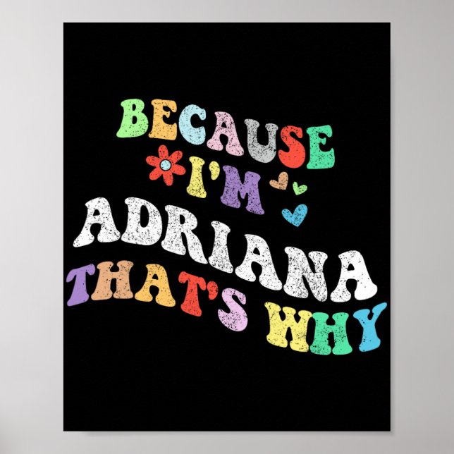 Groovy Because Im Adriana Thats Why Funny Custom N Poster (Front)