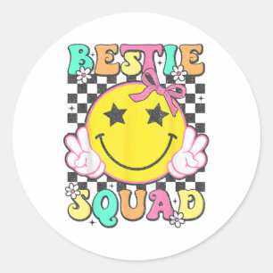 Groovy Bestie Squad Best Friends Matching Girls Pa Classic Round Sticker