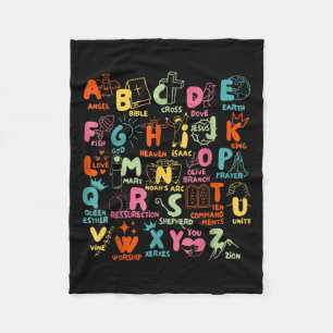 Groovy Biblical Alphabet Christian Teacher Student Fleece Blanket