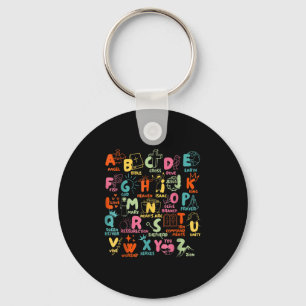 Groovy Biblical Alphabet Christian Teacher Student Key Ring