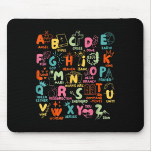 Groovy Biblical Alphabet Christian Teacher Student Mouse Pad