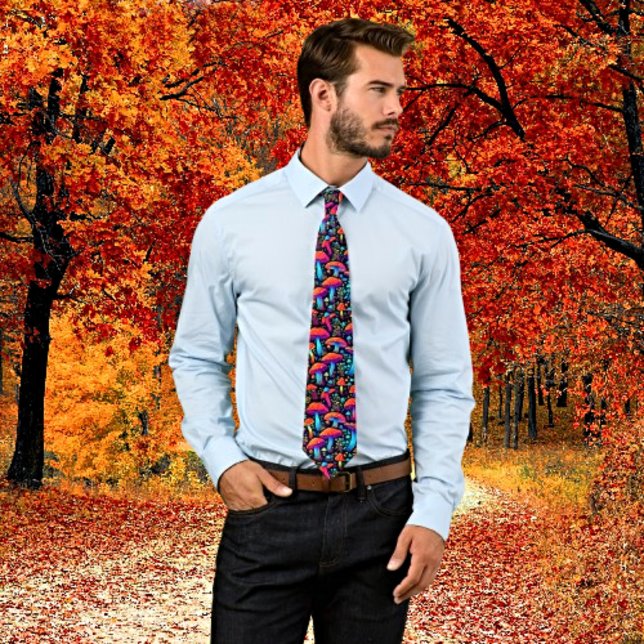 Groovy Bioluminescent Mushroom Retro Tie (Creator Uploaded)