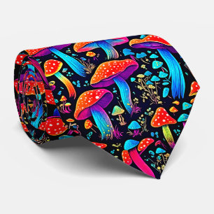 Groovy Bioluminescent Mushroom Retro Tie