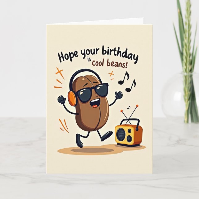 Groovy Birthday Bean Card (Front)