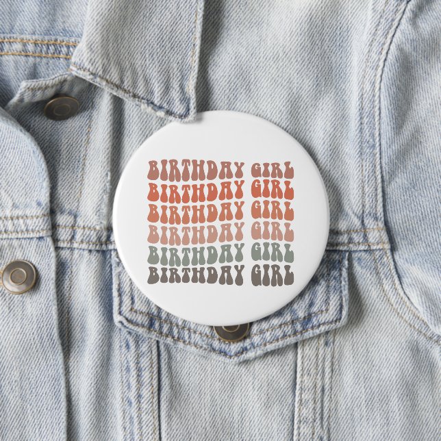 Groovy Birthday Girl  10 Cm Round Badge (In Situ)