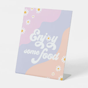 Groovy Birthday Party Boho Daisy Decorations Table Pedestal Sign