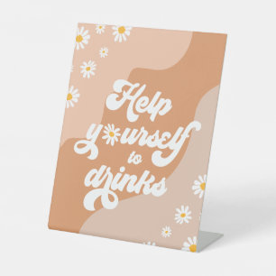 Groovy Birthday Party Boho Daisy Decorations Table Pedestal Sign