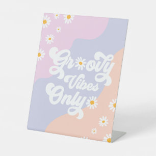 Groovy Birthday Party Boho Daisy Decorations Table Pedestal Sign