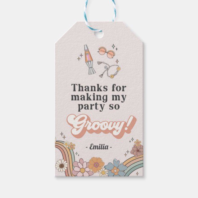 Groovy Birthday Party Retro Favour Tags (Front)