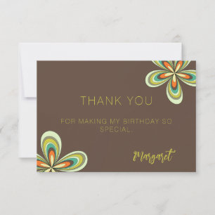 Groovy Birthday Thank you Retro 70s Hippie Flower Card