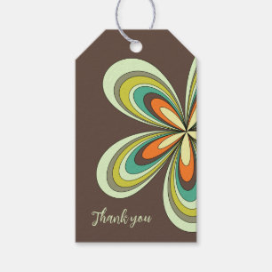 Groovy Birthday Thank you Retro 70s Hippie Flower Gift Tags