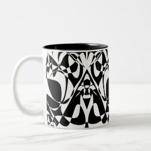 Groovy Black And White Pattern Two-Tone Coffee Mug