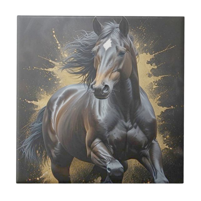 groovy black horse tile (Front)