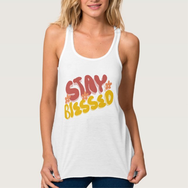 Groovy Blessed Hand Lettering Flower Singlet (Front)