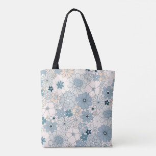 Groovy Blue Blossom Tote Bag