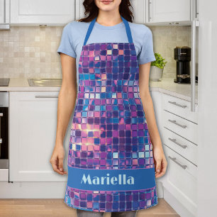 Groovy Blue & Purple Disco Ball Personalised Apron