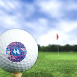 Groovy Blue & Purple Disco Ball Personalised Golf 