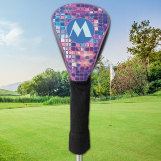 Groovy Blue & Purple Disco Ball Personalised Golf Head Cover