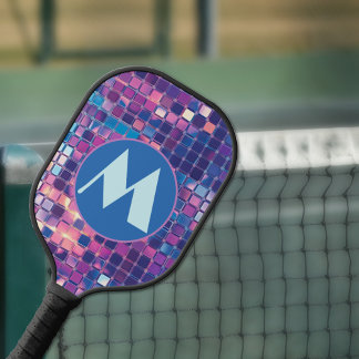 Groovy Blue & Purple Disco Ball Personalised Golf  Pickleball Paddle