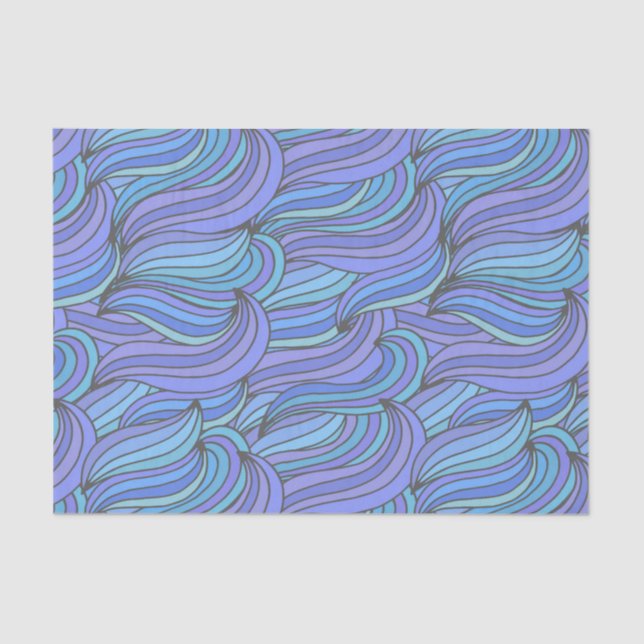 Groovy Blue Waves Tissue Paper (Front)