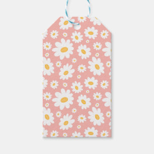 Groovy Blush Boho Daisy Floral Garden Pattern Gift Tags