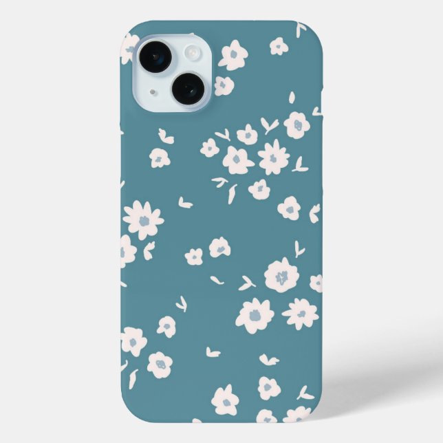 Groovy Boho Blue Flowers Floral Patterns Case-Mate iPhone Case (Back)