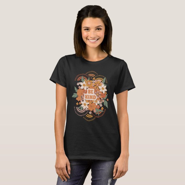 Groovy Boho Bouquet Quote T-Shirt (Front Full)