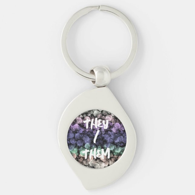 Groovy Boho Bubbles Eclectic Uingender Pride Flag Key Ring (Front)