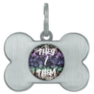 Groovy Boho Bubbles Eclectic Uingender Pride Flag Pet ID Tag