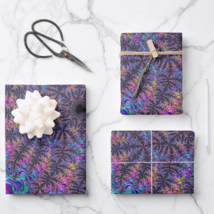 Groovy Boho Colourful Jewel Tone Fractal Art Wrapping Paper Sheet
